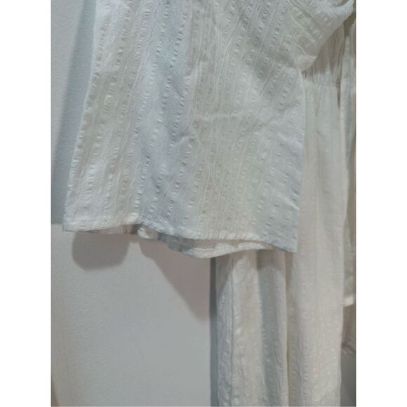 Entro women’s cream long bell sleeve tie front short dress size Large #38-0975 - Picture 3 of 6